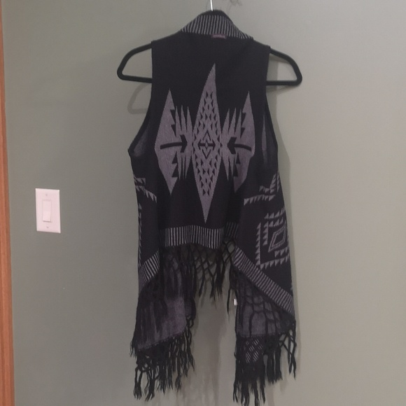 Jackson Rowe Boho Aztec Waterfall Lattice Fringe Open Knit Vest Sz S/M - Picture 3 of 9